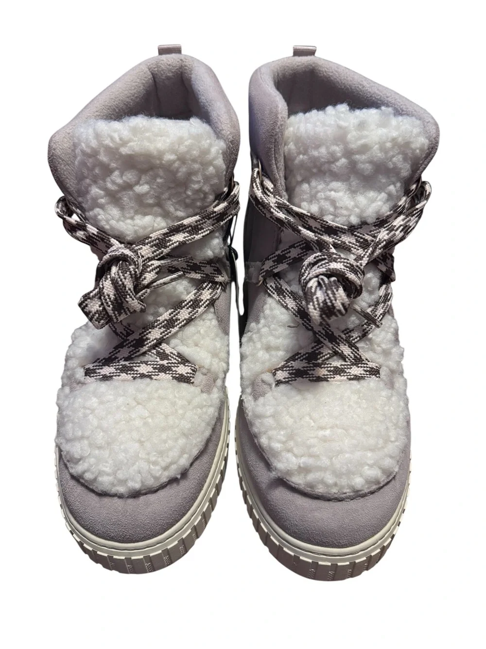 Sorel Women’s Light Gray and White Shearling Lace-Up Boot Size 11 WMNS